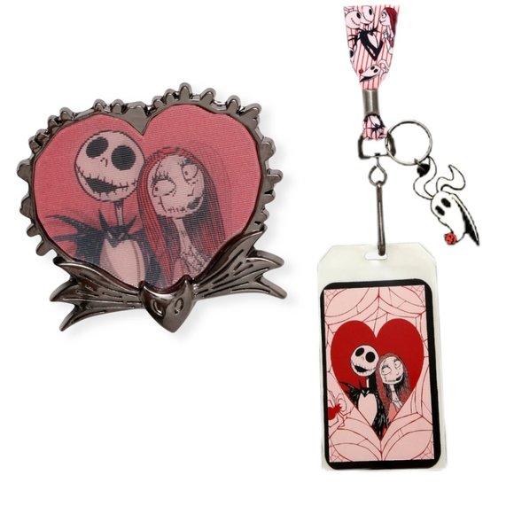 Loungefly Accessories - Nightmare Before Xmas Jack & Sally Pin and Lanyard